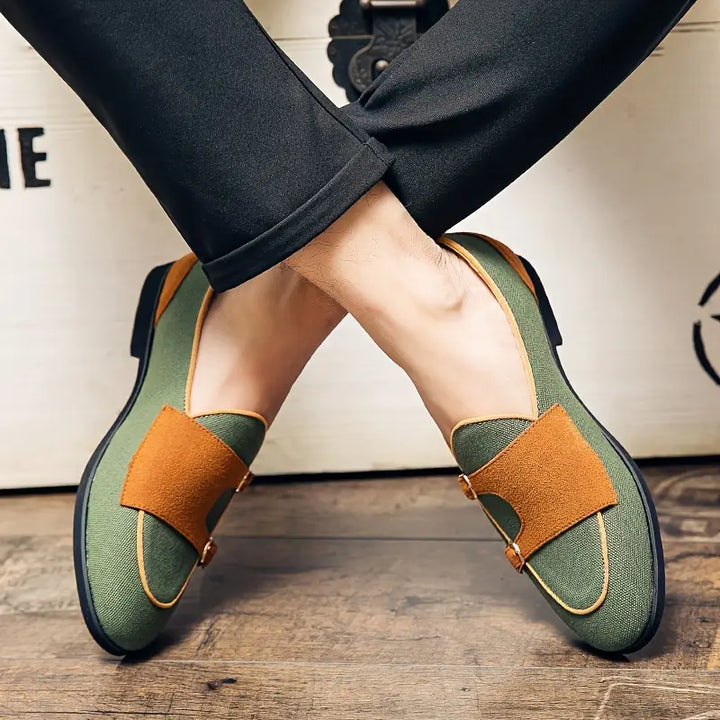 Oxford Canvas Suede Slip-Ons