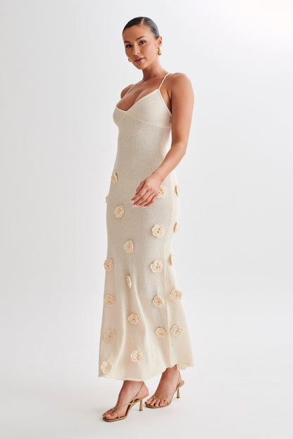 Women's Knit Maxi Dress – Strap Floral Bodycon Beach Cover-Up