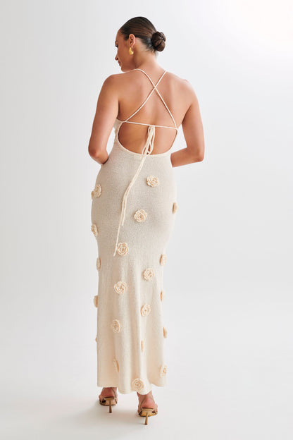 Women's Knit Maxi Dress – Strap Floral Bodycon Beach Cover-Up