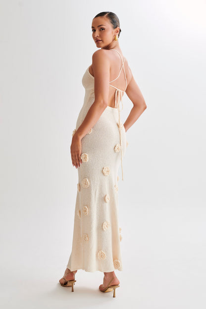Women's Knit Maxi Dress – Strap Floral Bodycon Beach Cover-Up