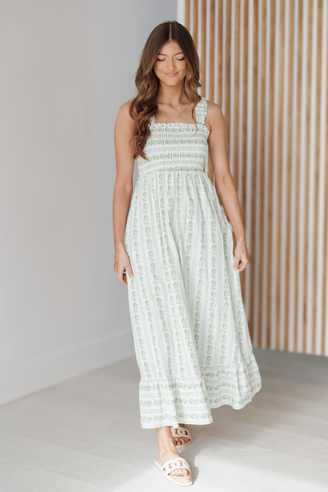 Haley Dress - M.Blue/Off White