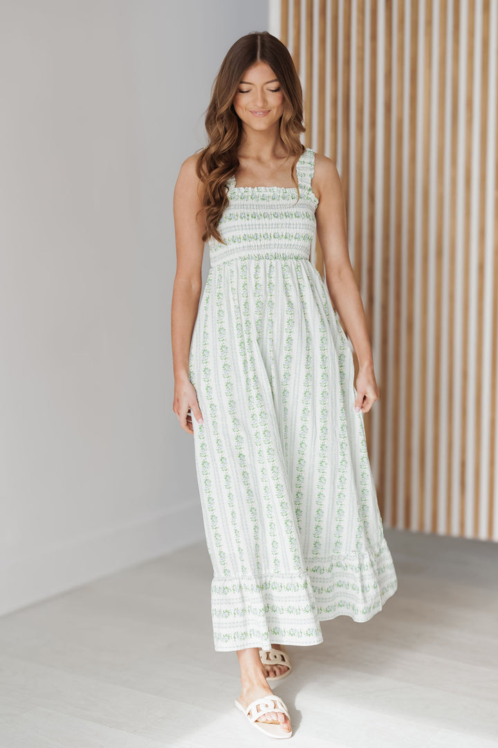 Haley Dress - M.Blue/Off White