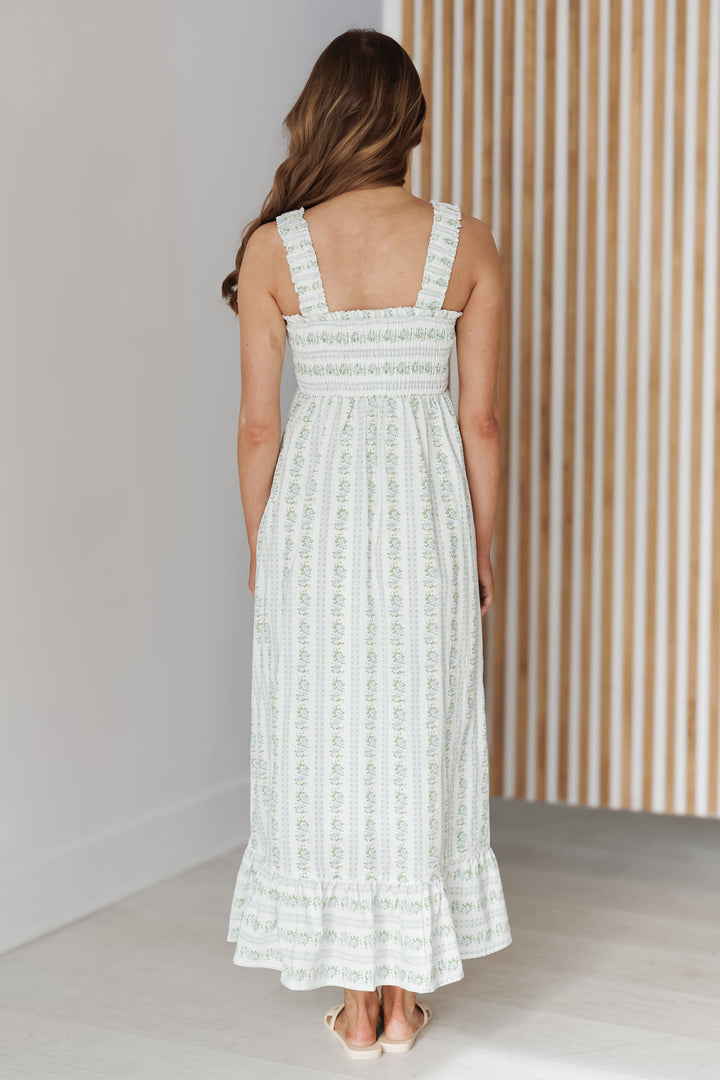 Haley Dress - M.Blue/Off White