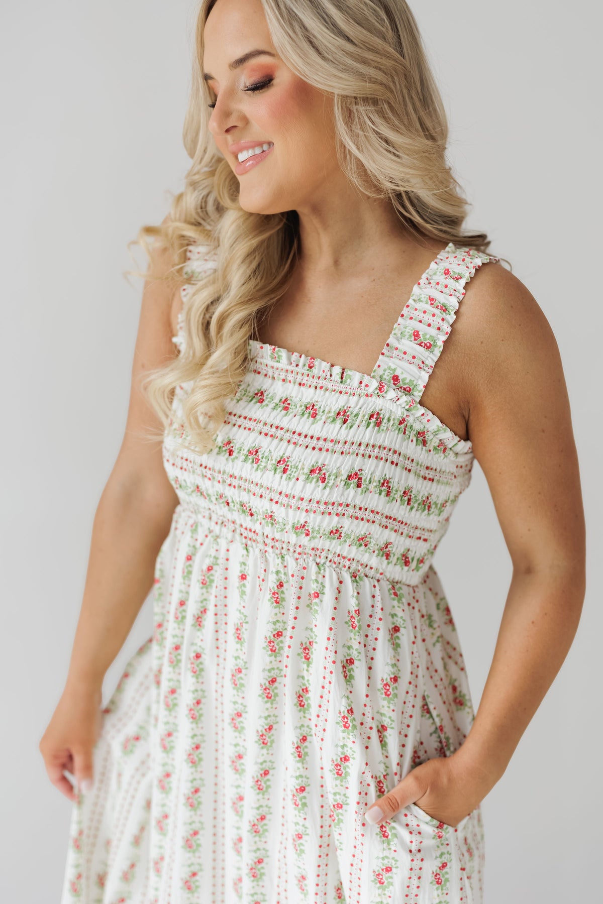 Haley Dress - Red/Off White - FINAL SALE