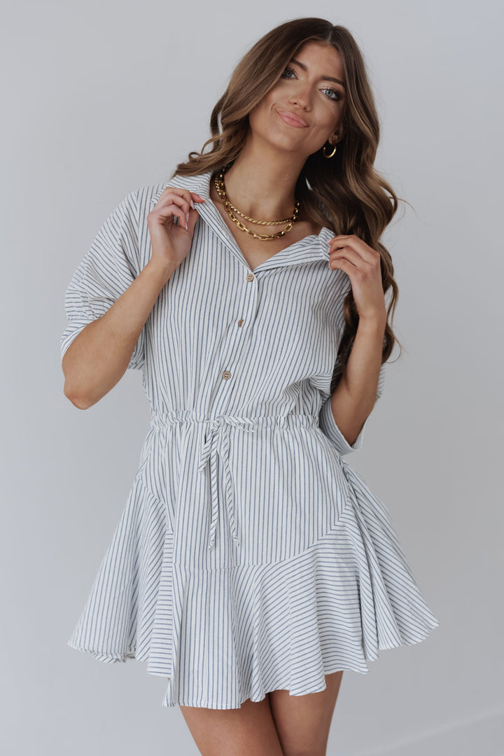 Bakersfield Shirt Dress - Navy Stripe