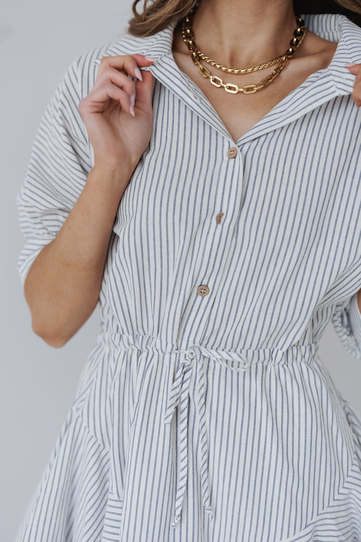 Bakersfield Shirt Dress - Navy Stripe