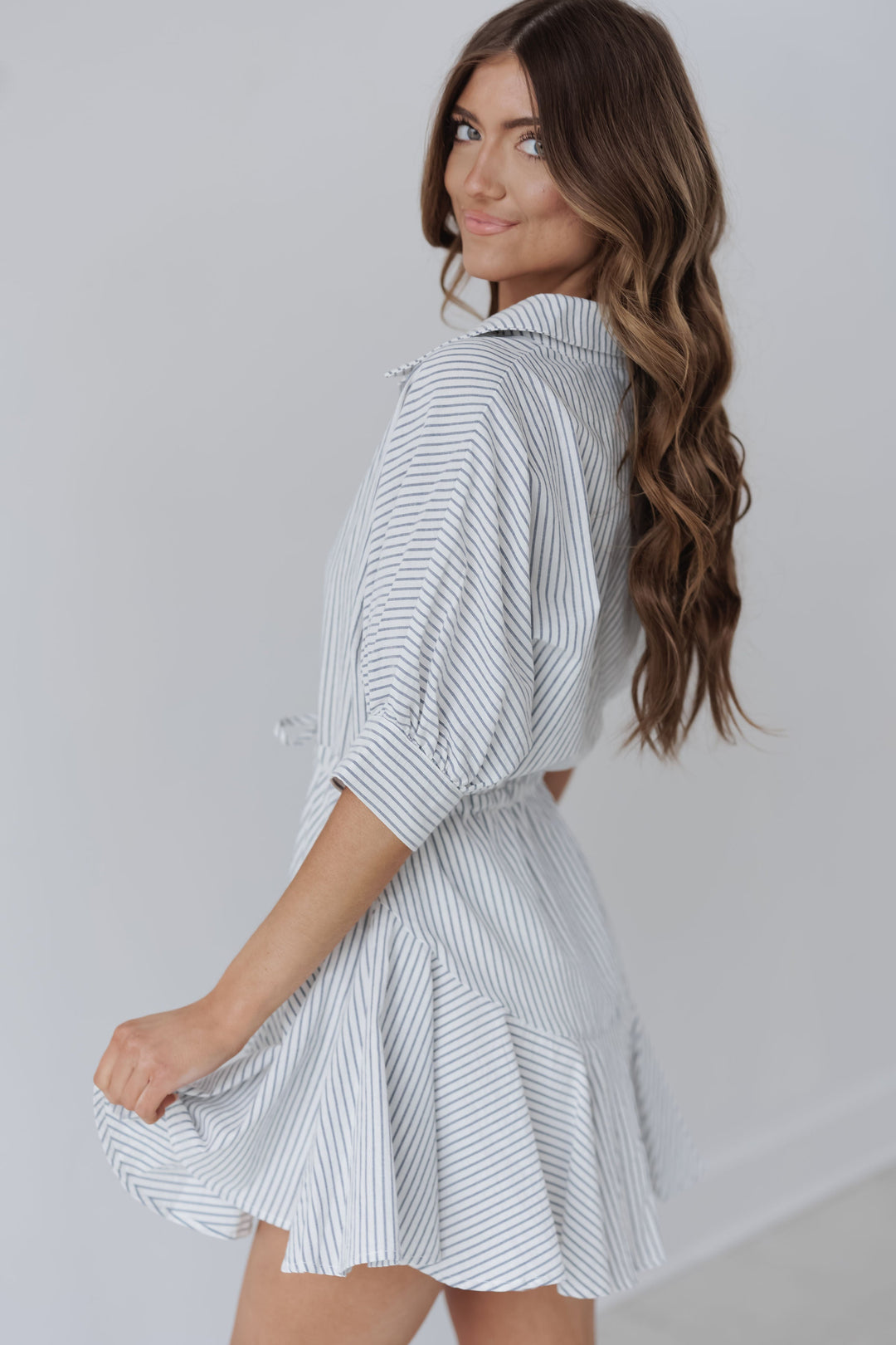 Bakersfield Shirt Dress - Navy Stripe