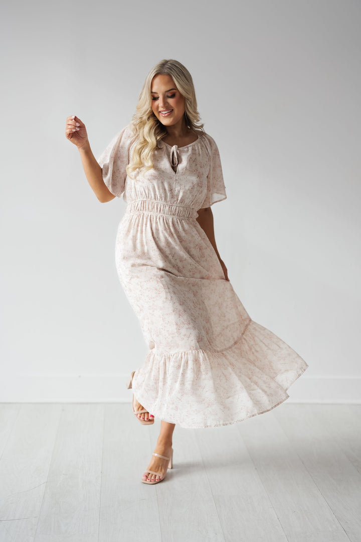 Sophia Dress - Mauve/Cream - FINAL SALE