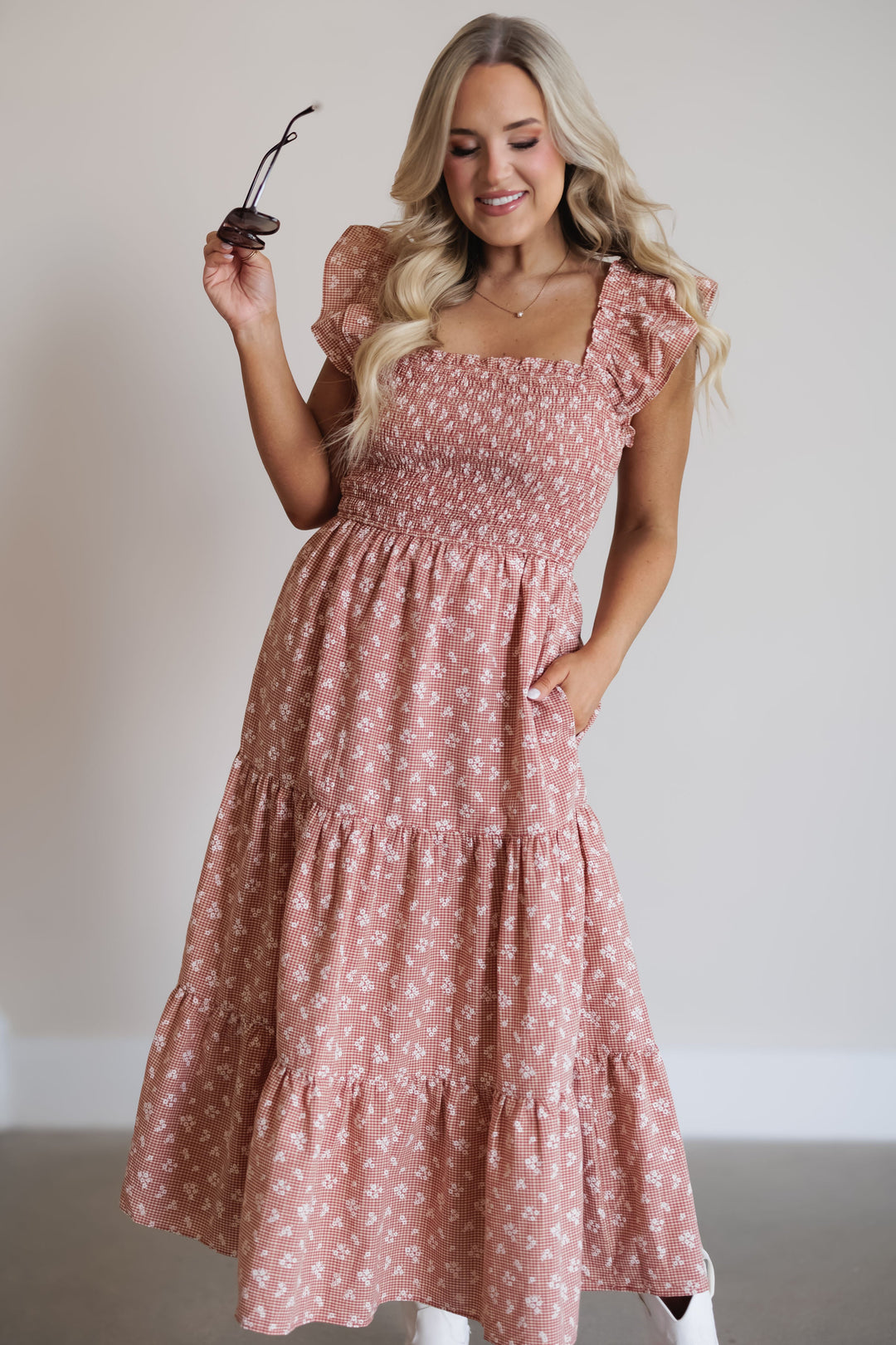 Ainsley Dress - Rust/Natural