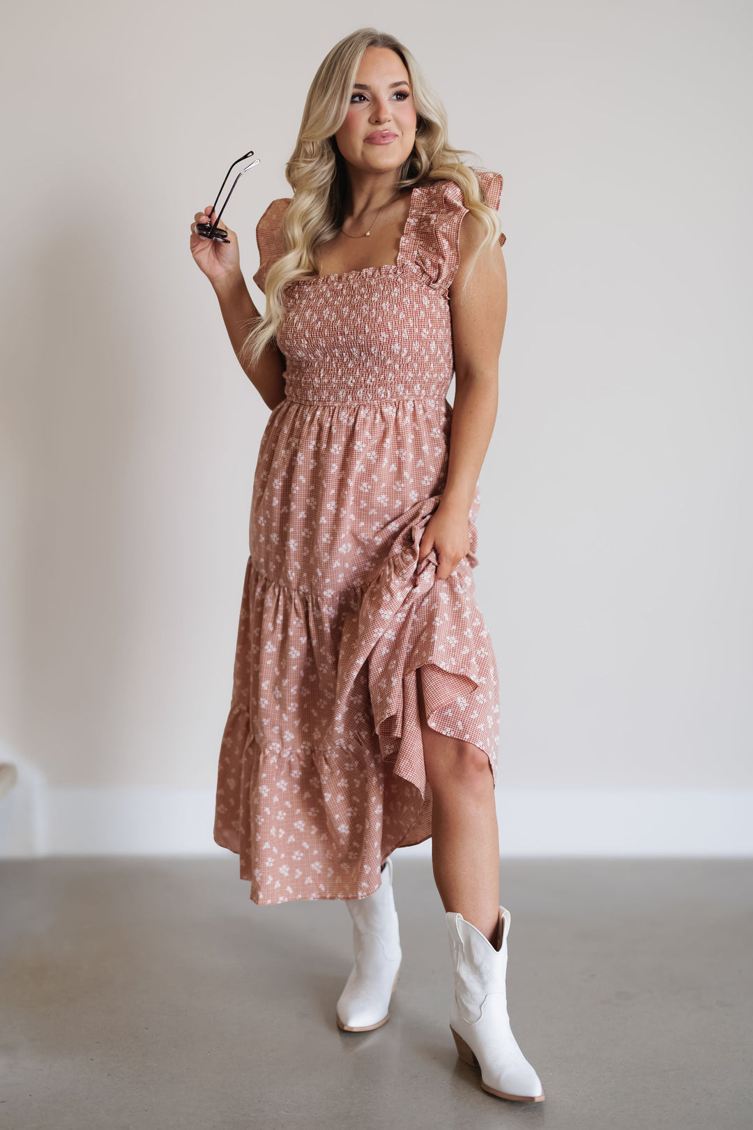 Ainsley Dress - Rust/Natural