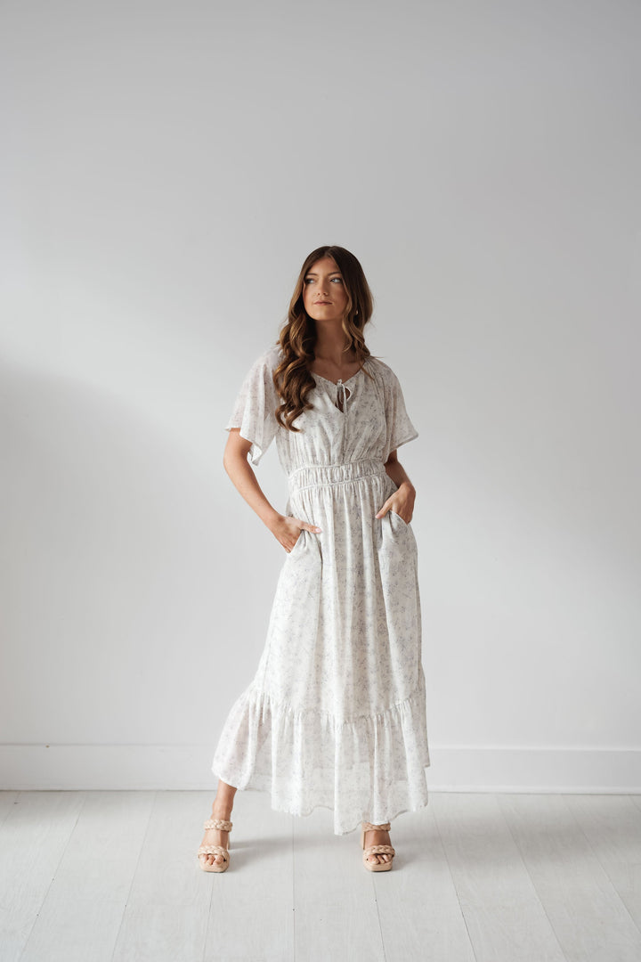 Sophia Dress - Blue/Cream - FINAL SALE