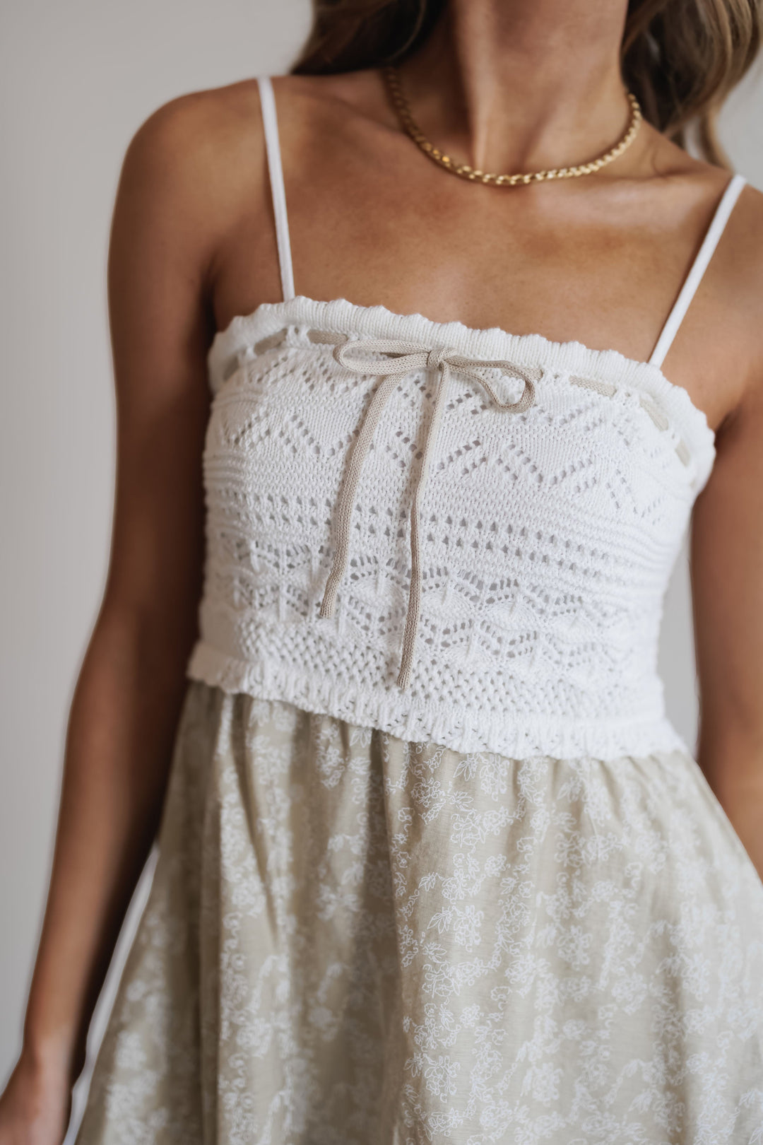 Joy Mini Dress - Natural/White