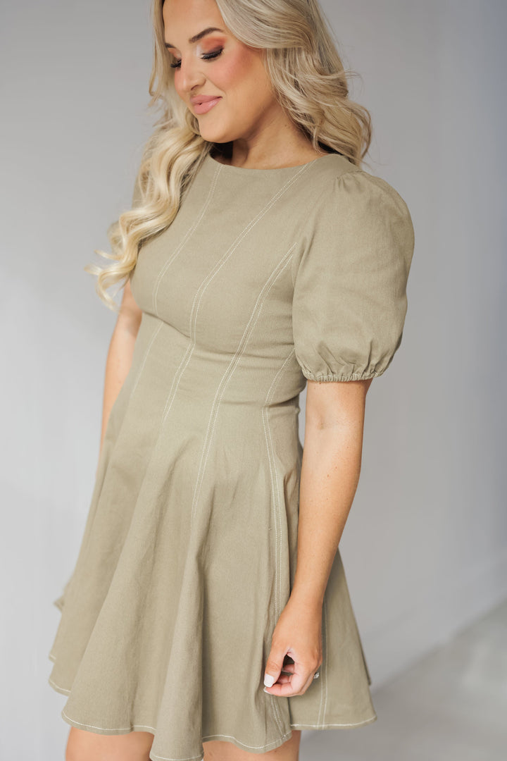 Rachel Mini Dress - Olive - FINAL SALE
