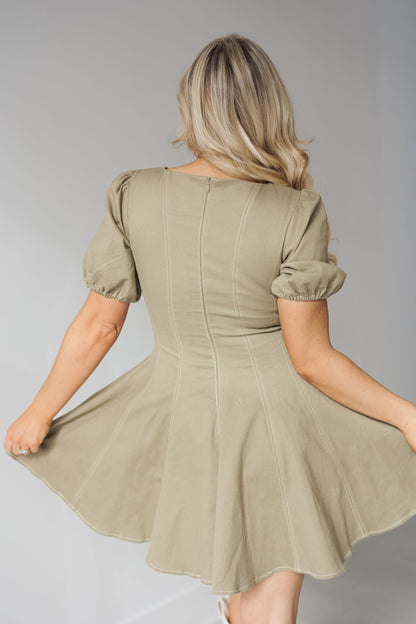 Rachel Mini Dress - Olive - FINAL SALE
