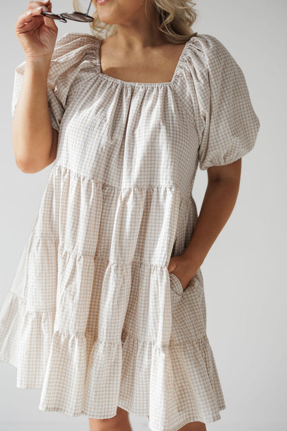 Carolina Mini Dress - Cream/Taupe