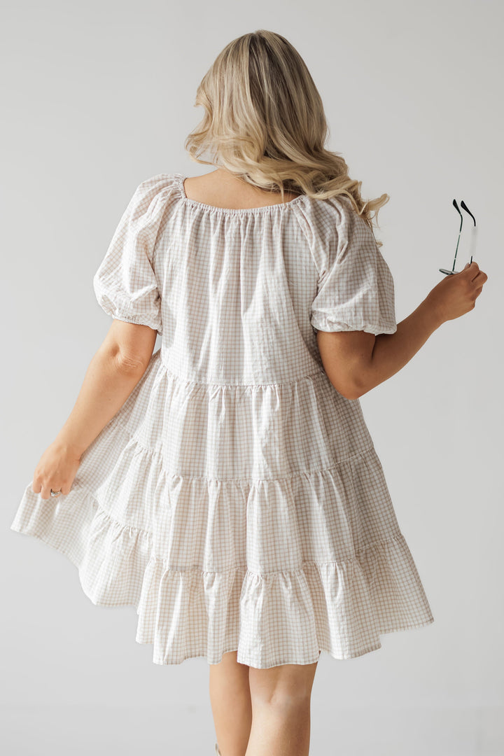 Carolina Mini Dress - Cream/Taupe