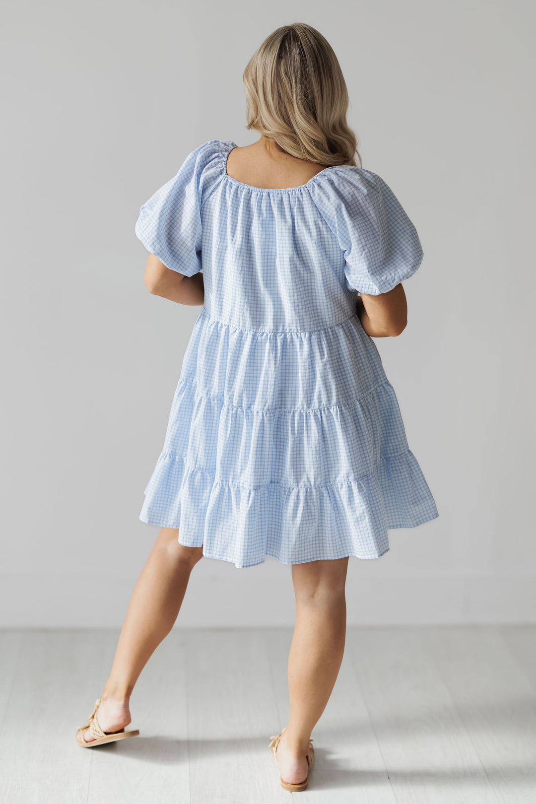 Carolina Mini Dress - Off White/Sky