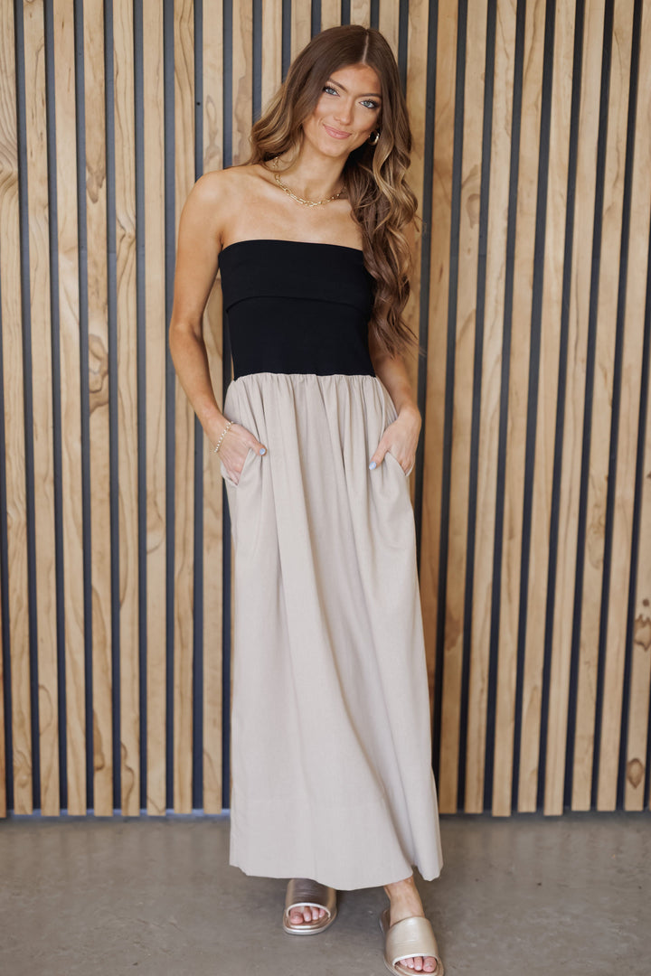 Timeless Trend Maxi Dress - Black/Tan