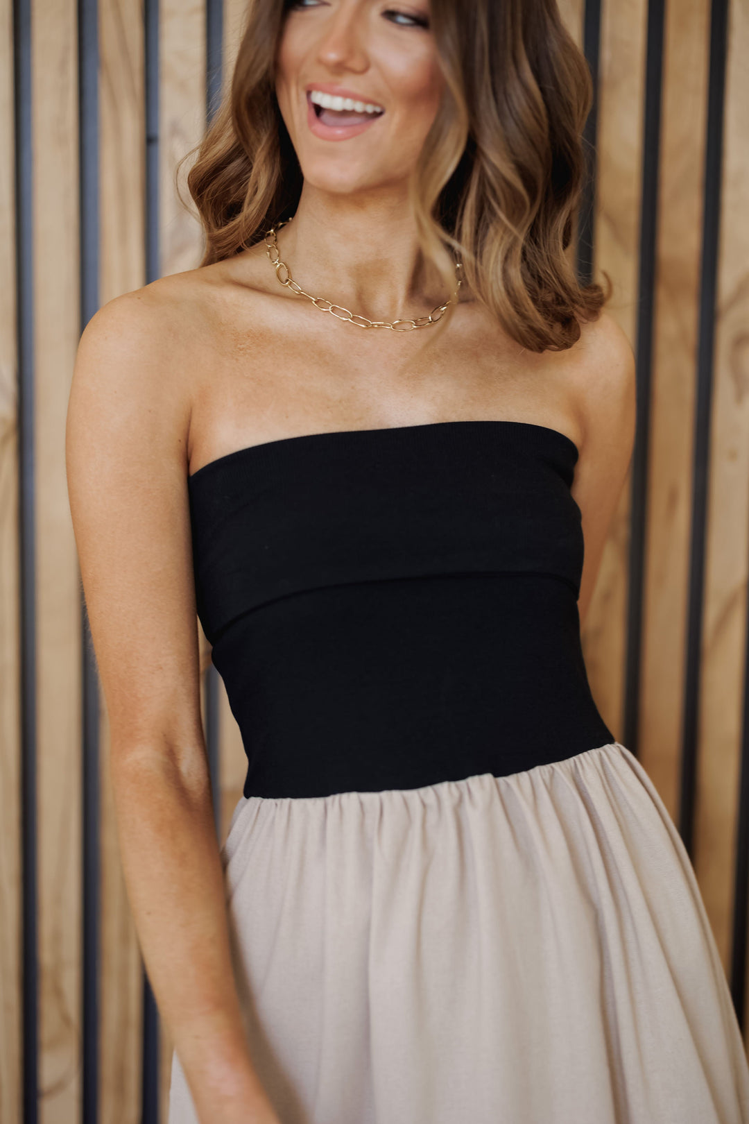 Timeless Trend Maxi Dress - Black/Tan