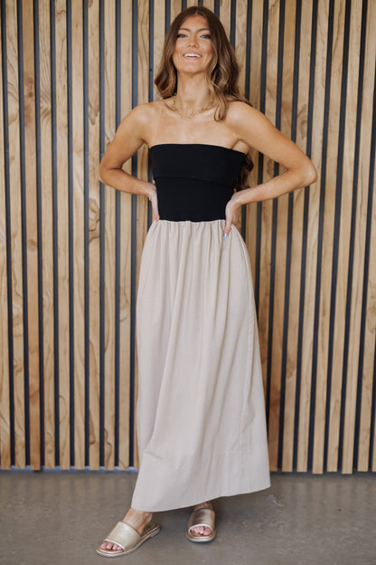 Timeless Trend Maxi Dress - Black/Tan