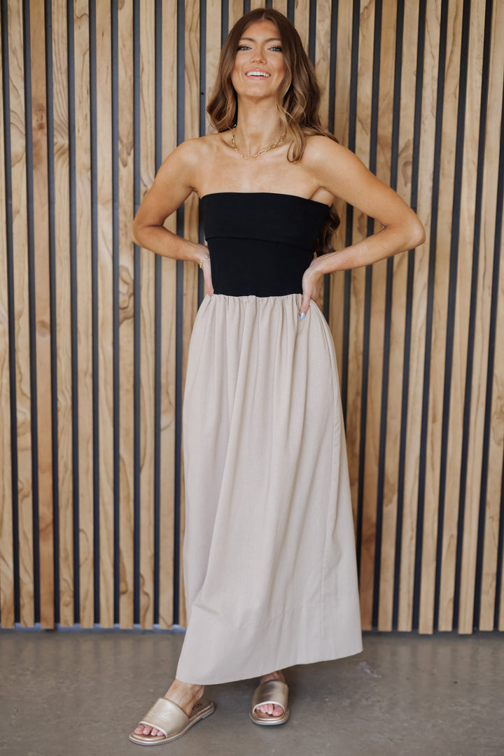 Timeless Trend Maxi Dress - Black/Tan