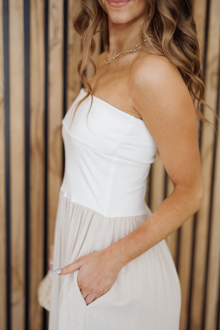 Timeless Trend Maxi Dress - White/Oatmeal