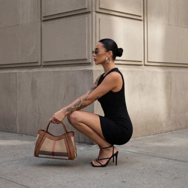 Amelie Canvas & Leather Structured Tote Bag
