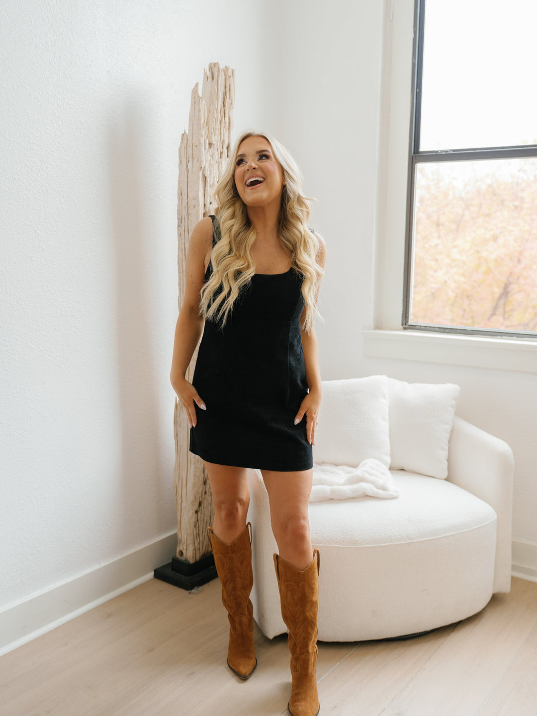 Ariella Corduroy Dress - Black - FINAL SALE