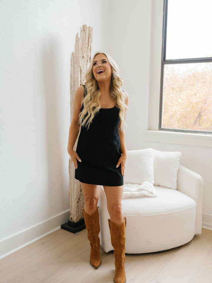 Ariella Corduroy Dress - Black - FINAL SALE