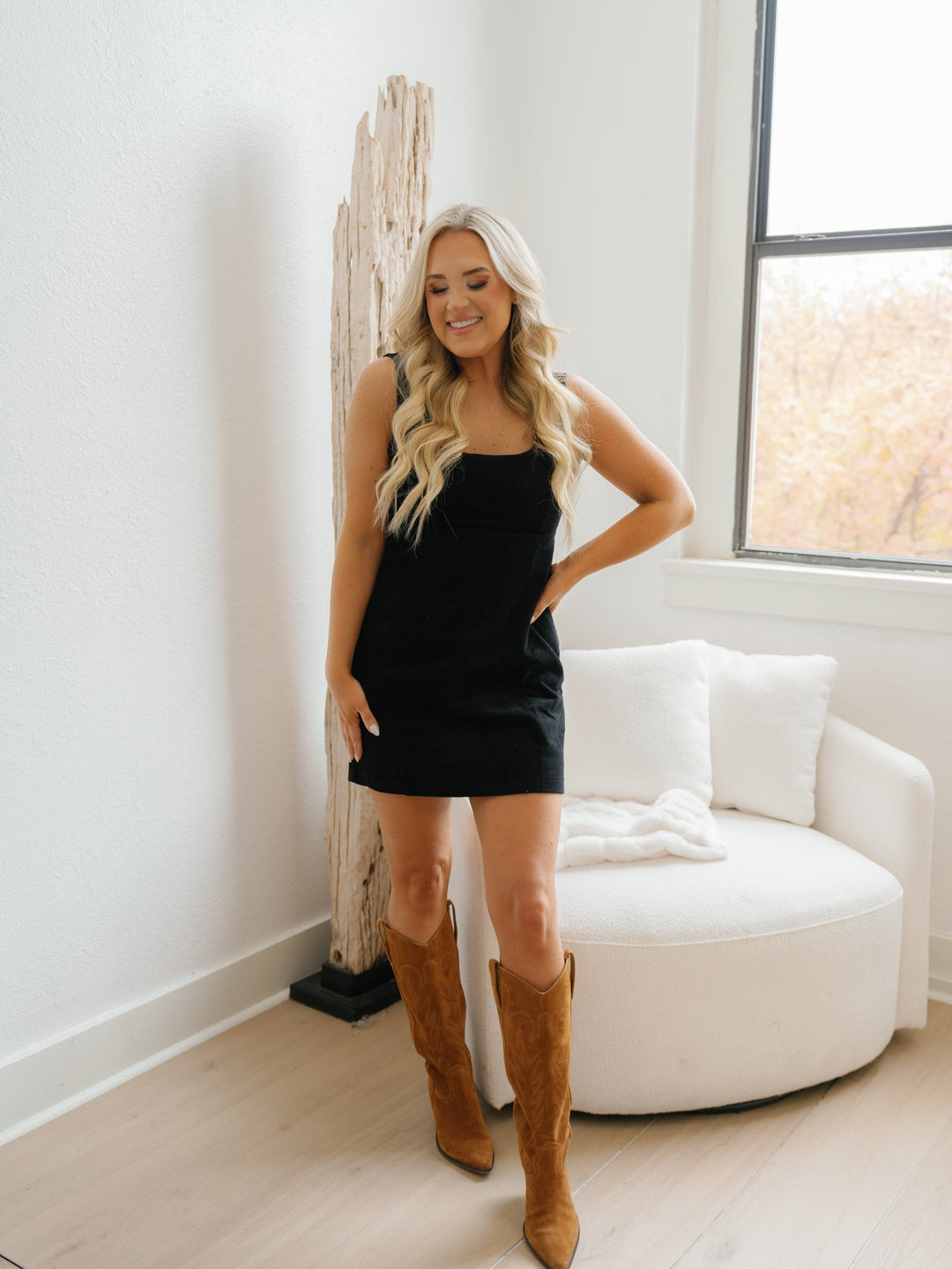 Ariella Corduroy Dress - Black - FINAL SALE