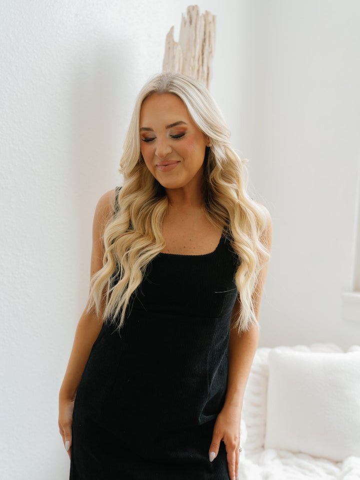 Ariella Corduroy Dress - Black - FINAL SALE