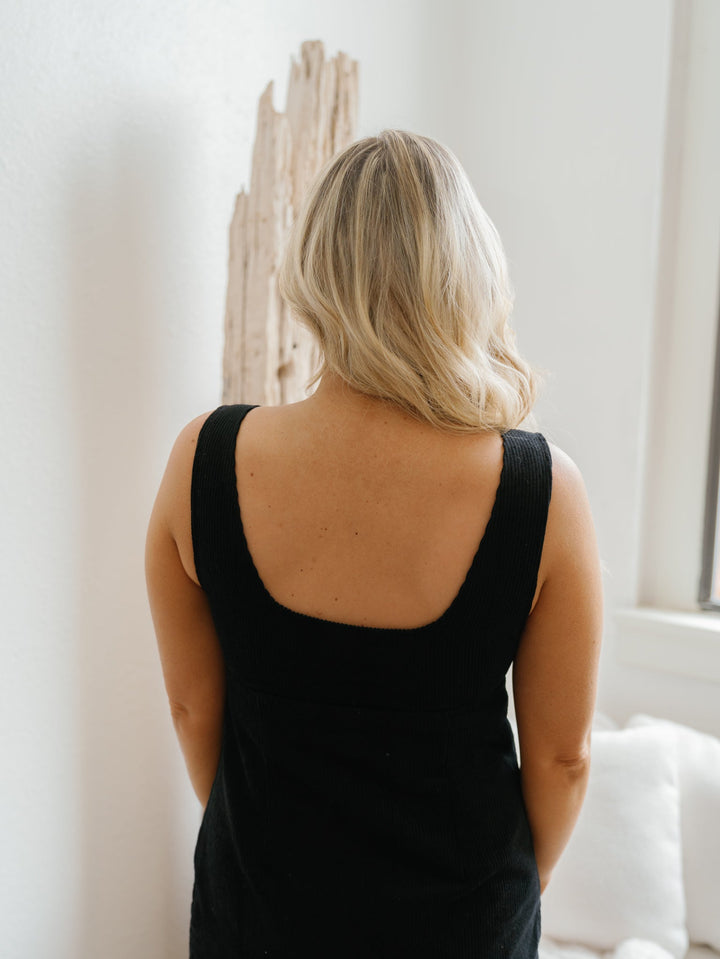 Ariella Corduroy Dress - Black - FINAL SALE