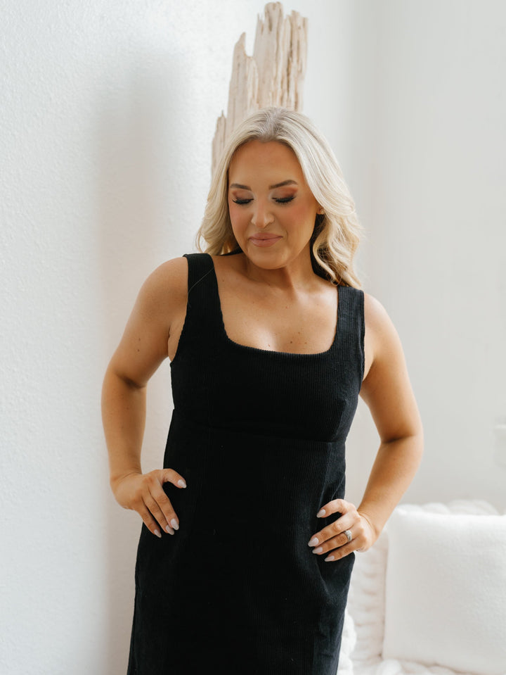 Ariella Corduroy Dress - Black - FINAL SALE