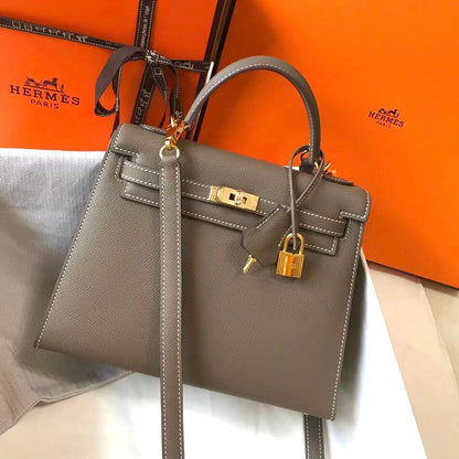 Kelly 25Cm Caviar leather Bag