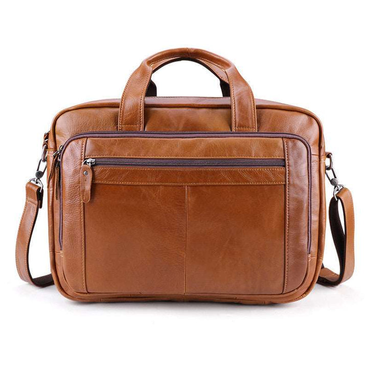 Men's Luxury 17 inch Cowhide Leather Computer Bag