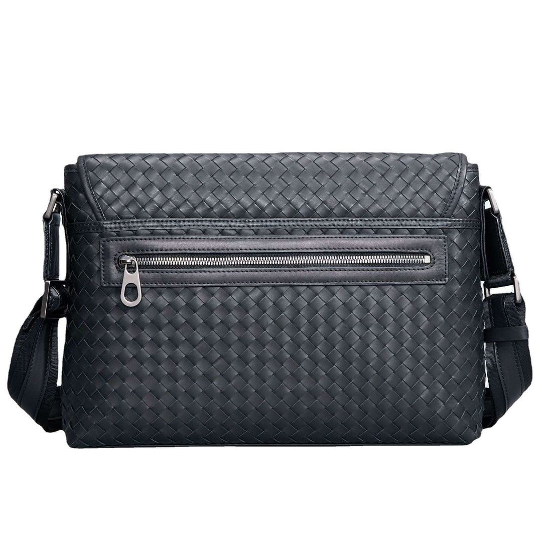 Men's Luxury Business Casual Leather Woven Messenger Bag