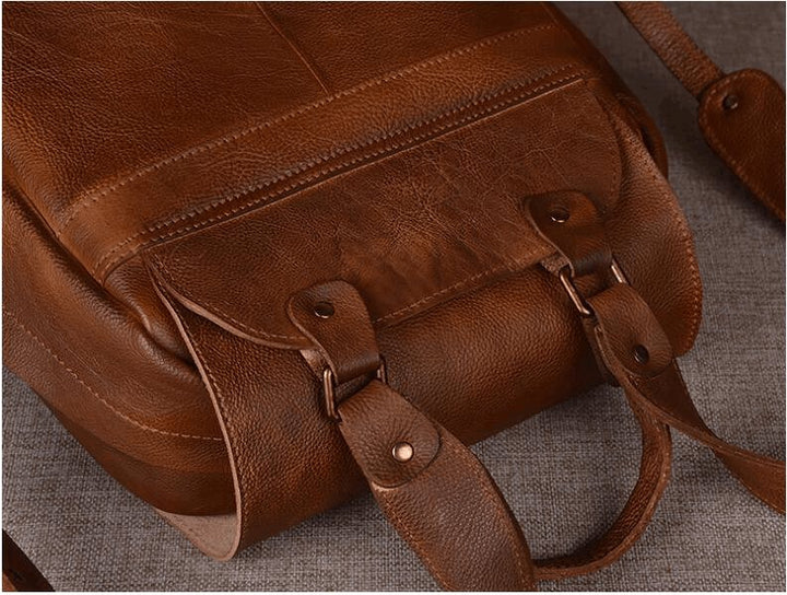 Men's Luxury Classic Leather Shoulder Backpack