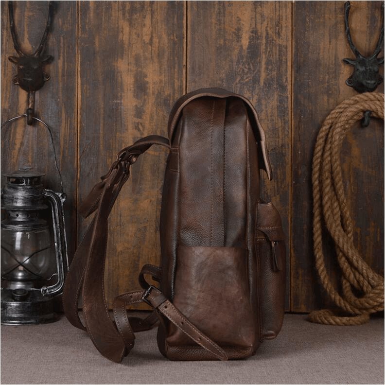 Men's Luxury Classic Leather Shoulder Backpack
