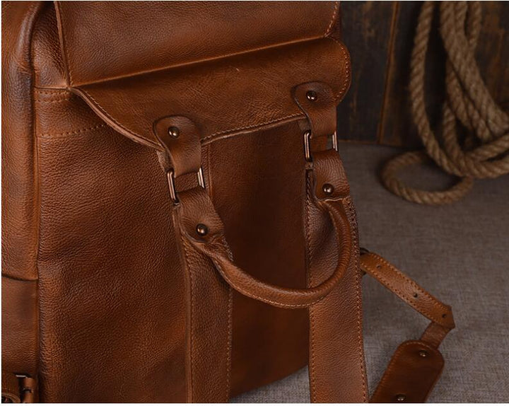 Men's Luxury Classic Leather Shoulder Backpack