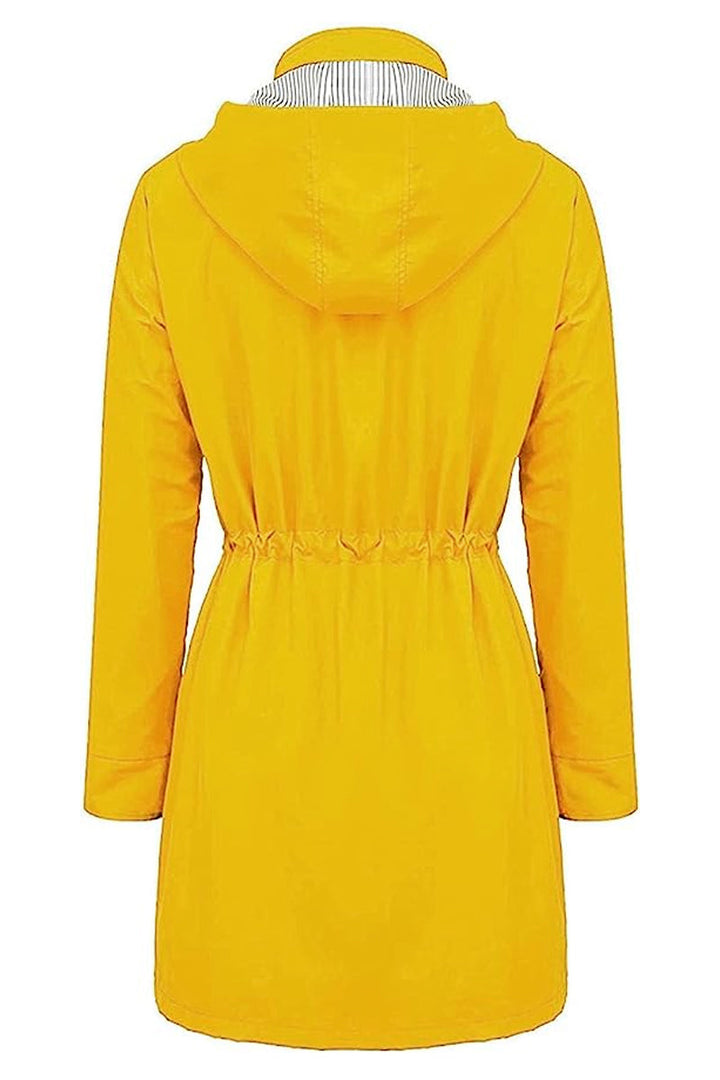 Livia - Water Resistant Hooded Striped Windbreaker Rain Jacket